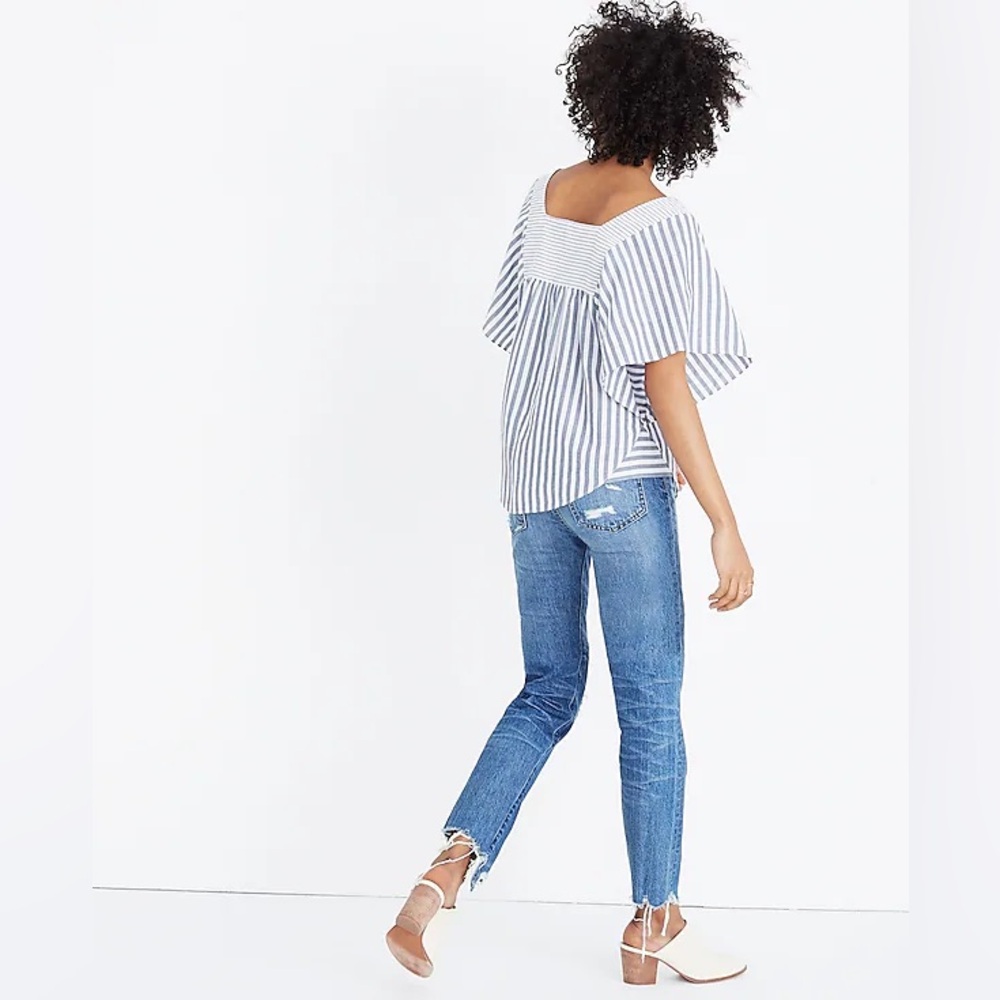 Madewell Butterfly Top Stripe Play Thin Stripe Indigo Blouse Size Small
